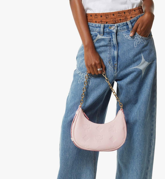 Aren Crescent Hobo Bag In Maxi Monogram Leather Small image 8