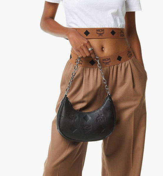 Aren Crescent Hobo Bag In Maxi Monogram Leather Small image 8