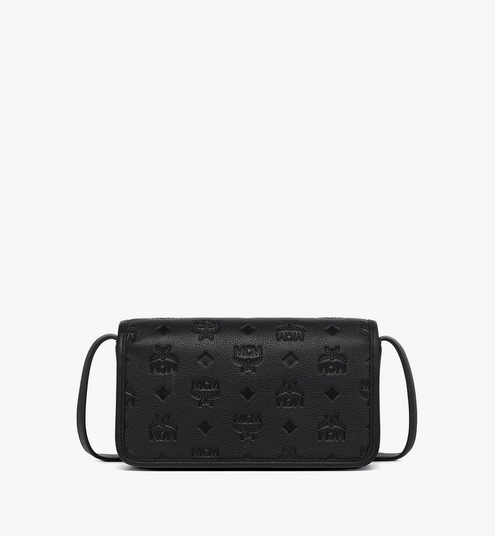 MXZGATA04BK001-Aren Crossbody Wallet in Embossed Monogram Leather|Black
