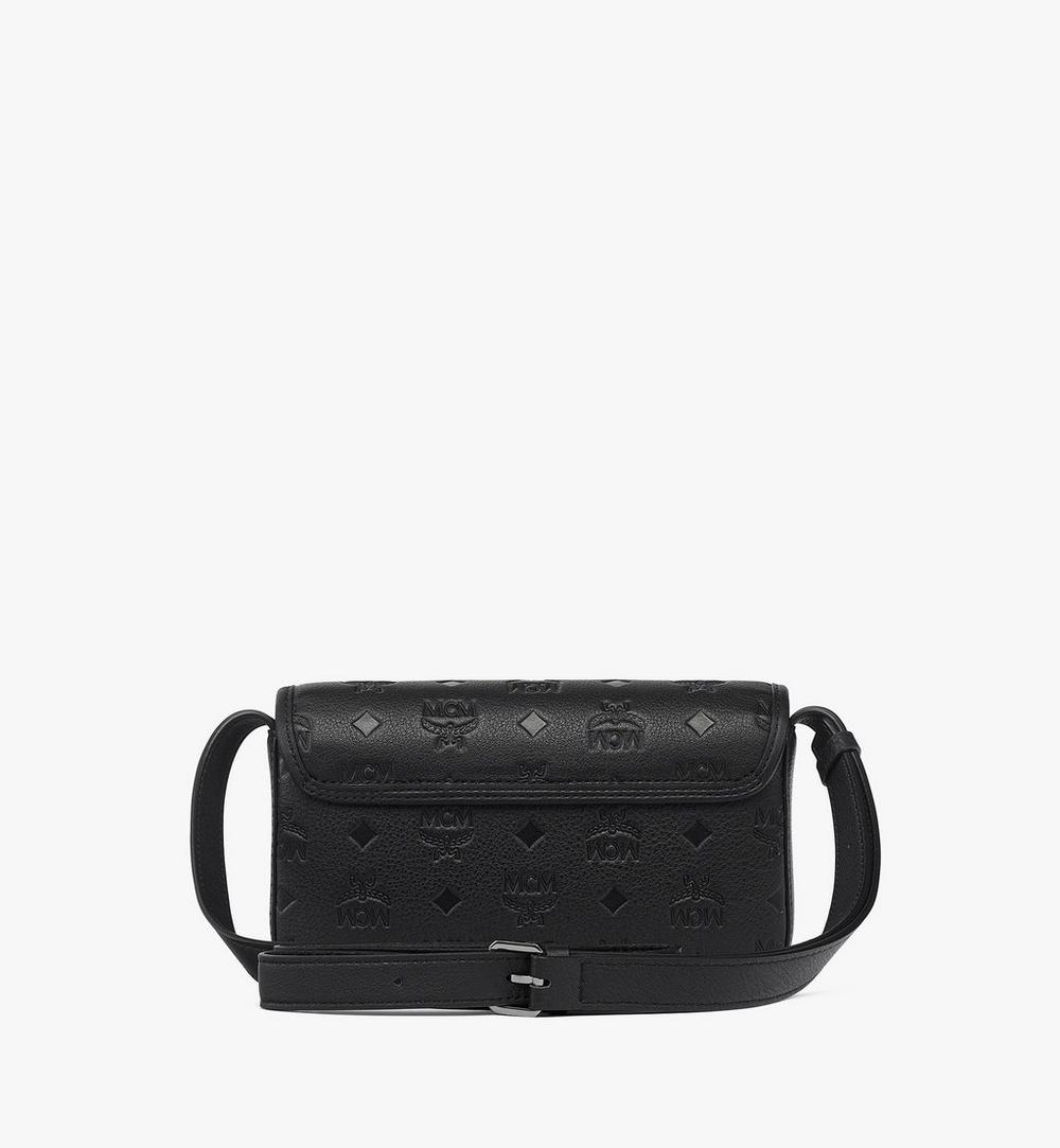 MXZGATA04BK001-Aren Crossbody Wallet in Embossed Monogram Leather|Black