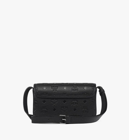 MXZGATA04BK001-Aren Crossbody Wallet in Embossed Monogram Leather|Black