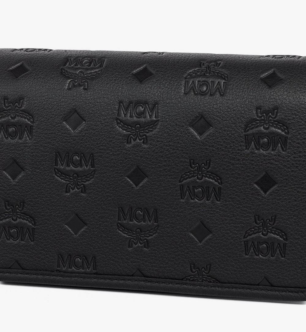 MXZGATA04BK001-Aren Crossbody Wallet in Embossed Monogram Leather|Black