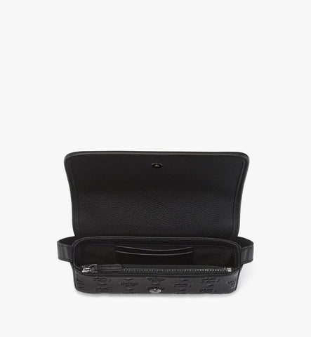 MXZGATA04BK001-Aren Crossbody Wallet in Embossed Monogram Leather|Black