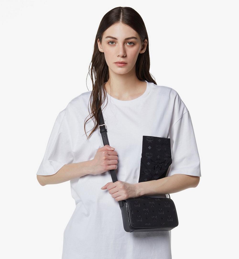 MXZGATA04BK001-Aren Crossbody Wallet in Embossed Monogram Leather|Black