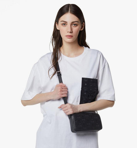 MXZGATA04BK001-Aren Crossbody Wallet in Embossed Monogram Leather|Black