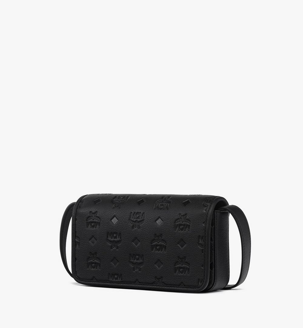 MXZGATA04BK001-Aren Crossbody Wallet in Embossed Monogram Leather|Black