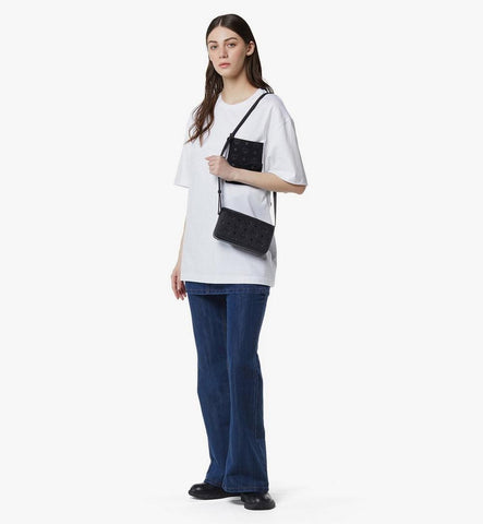 MXZGATA04BK001-Aren Crossbody Wallet in Embossed Monogram Leather|Black