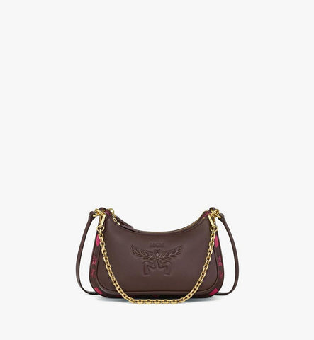 MWHGATA014B001-Aren Duo Hobo in Maxi Visetos and Calfskin|Cinnamon