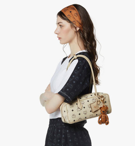 MWSGATA01I8001-Aren East West Shoulder Bag in Visetos|Beige + Black