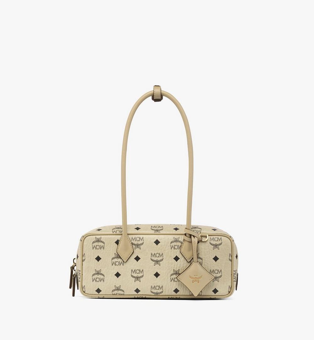 MWSGATA01I8001-Aren East West Shoulder Bag in Visetos|Beige + Black