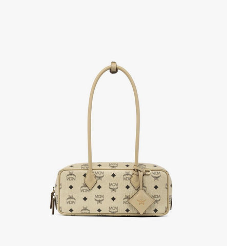 MWSGATA01I8001-Aren East West Shoulder Bag in Visetos|Beige + Black