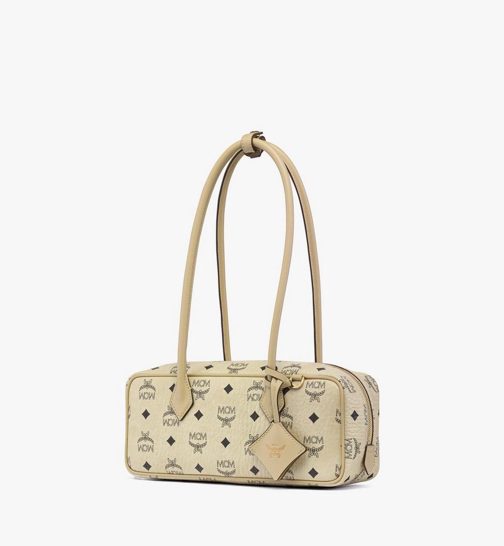 MWSGATA01I8001-Aren East West Shoulder Bag in Visetos|Beige + Black
