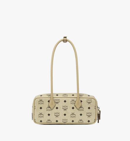 MWSGATA01I8001-Aren East West Shoulder Bag in Visetos|Beige + Black