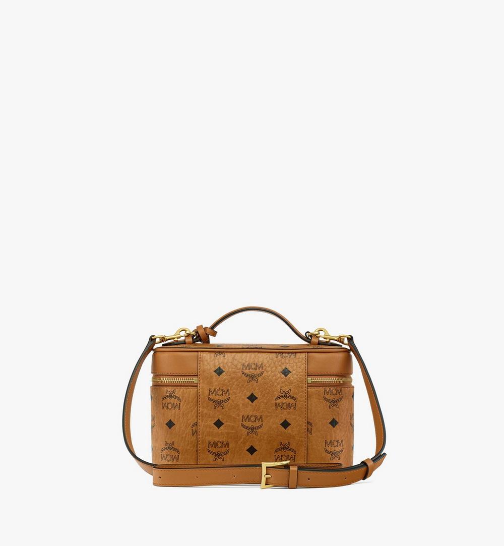 MWRGATA05CO001-Aren Vanity Case in Visetos Leather Mix|Cognac
