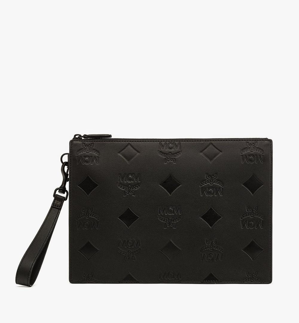 MXZFATA13BK001-Aren Wristlet Pouch in Maxi Monogram Leather|BLACK