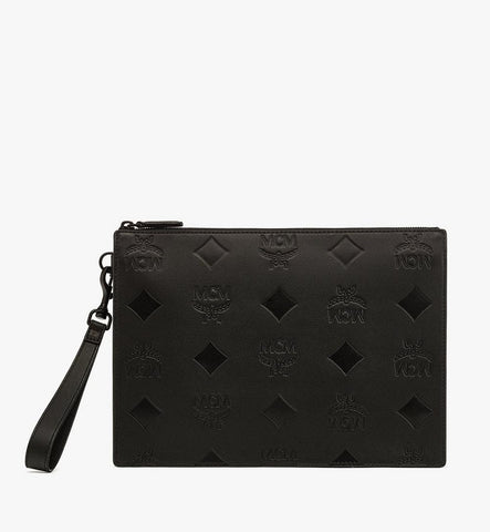 MXZFATA13BK001-Aren Wristlet Pouch in Maxi Monogram Leather|BLACK