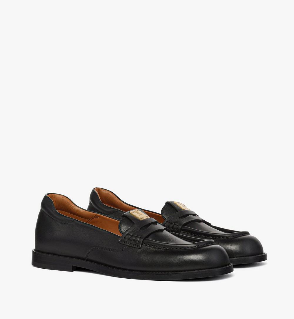 MESGAMM04BK035-Brass Plate Loafers in Calfskin|Black