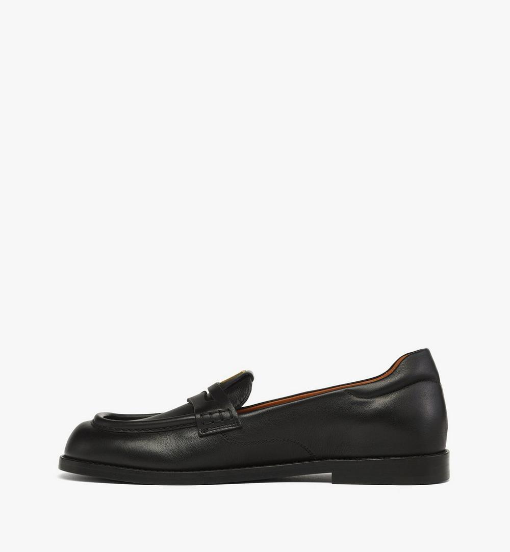 MESGAMM04BK036-Brass Plate Loafers in Calfskin|Black