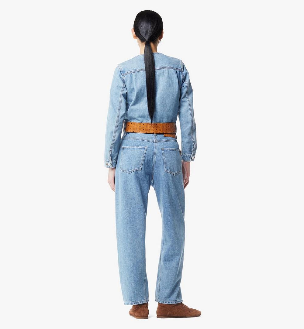 MFJGSMM051H040-Constellation Denim Jacket With Monogram Leather Belt|Light Denim