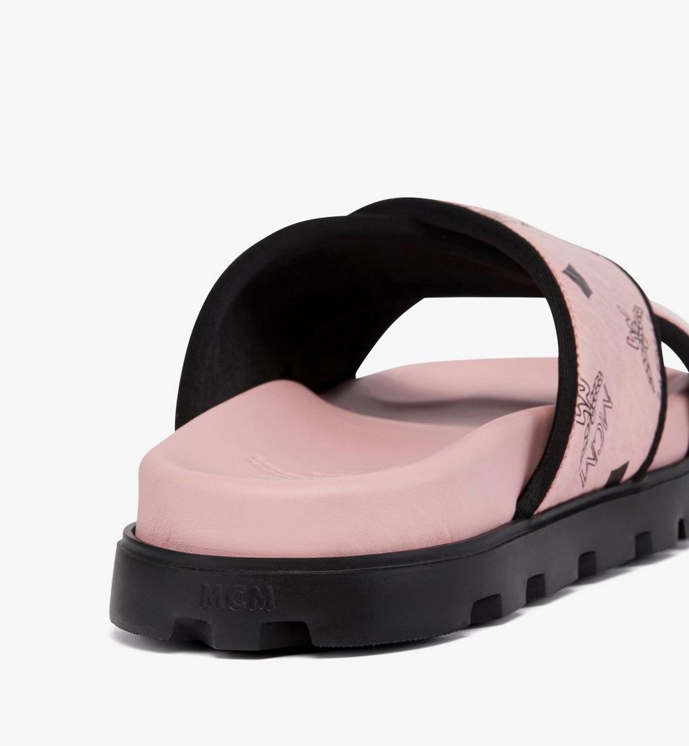 MESGSMM03PZ037-Cross Sandal in Visetos Leather Mix|Soft Pink