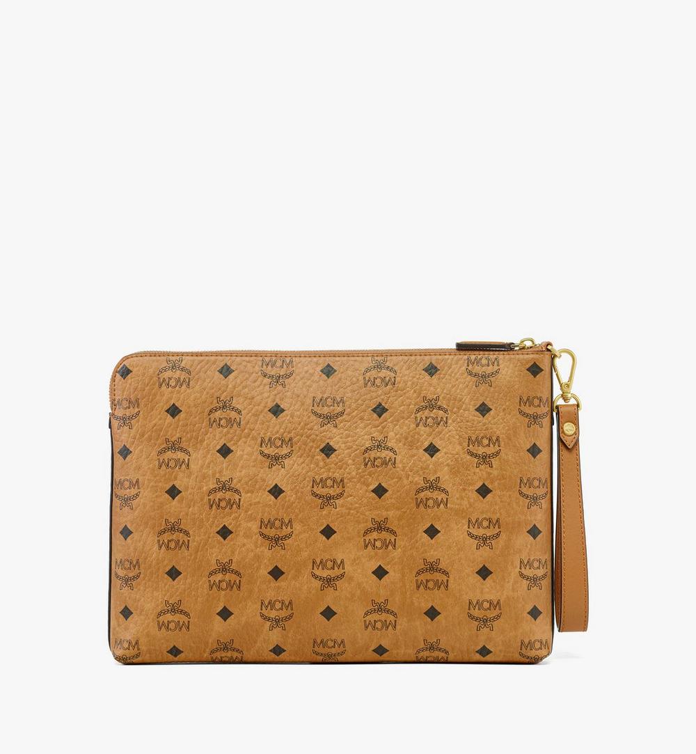 MXZFAAK01CO001-DIAMOND VISETOS FLAT POUCH MED, ONE SIZE|COGNAC