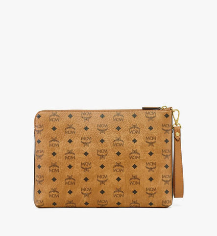 MXZFAAK01CO001-DIAMOND VISETOS FLAT POUCH MED, ONE SIZE|COGNAC