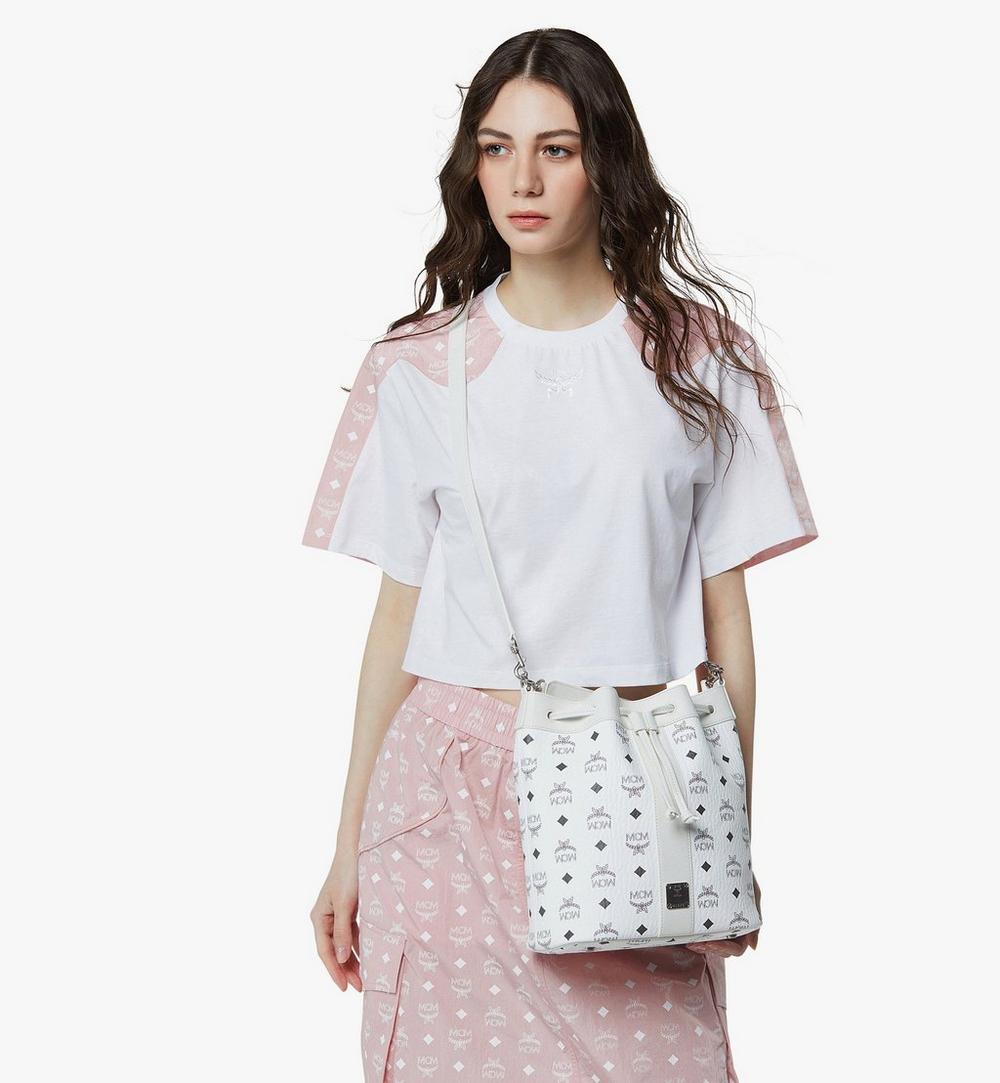 MWDGADU02WT001-Dessau Drawstring Bag in Visetos|White