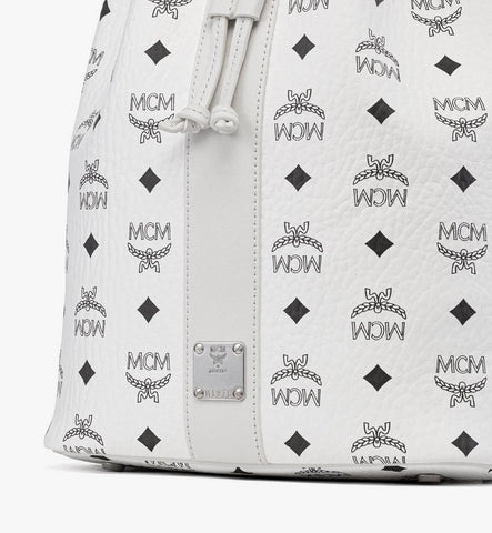 MWDGADU02WT001-Dessau Drawstring Bag in Visetos|White