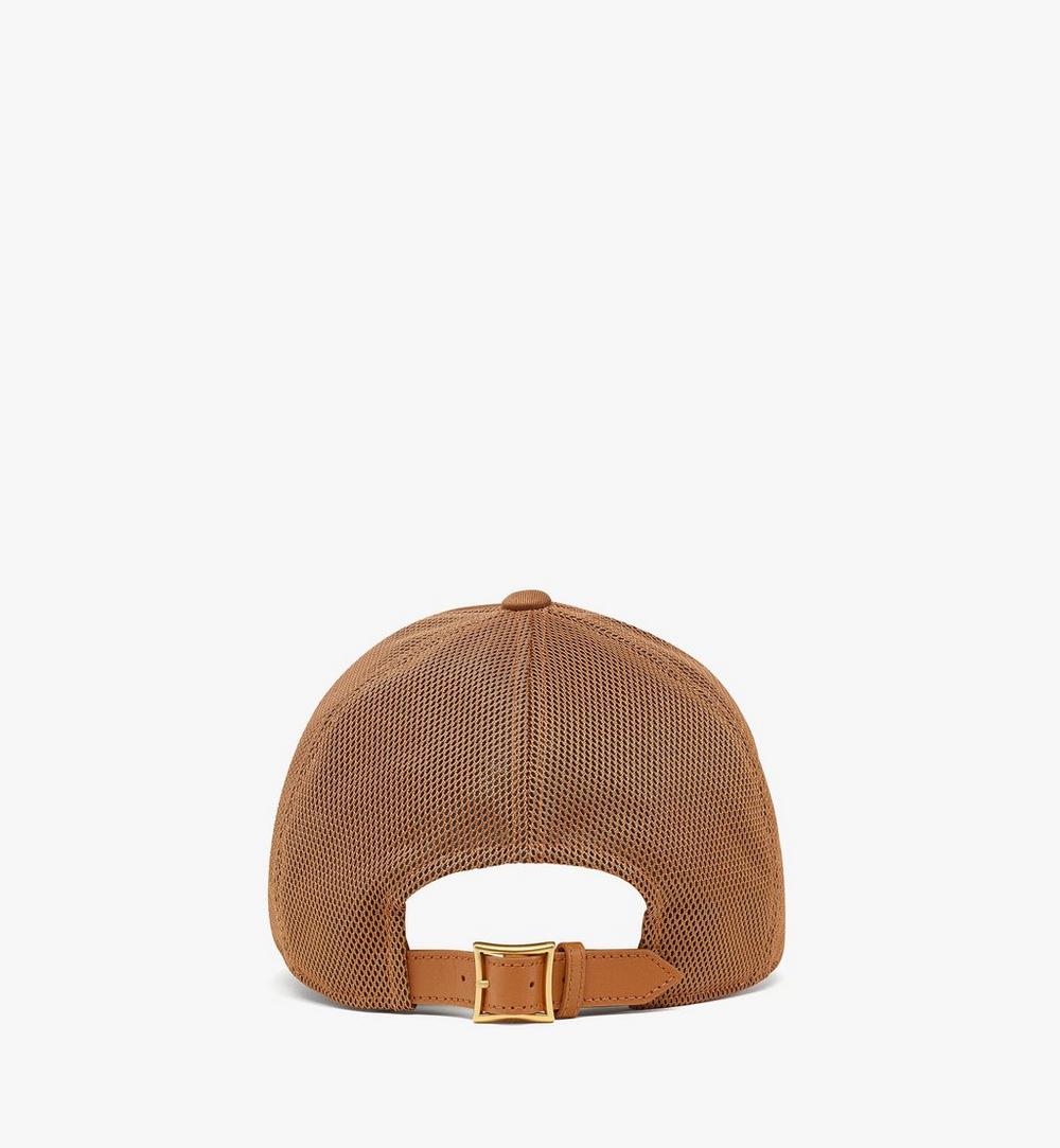 MECGSMM02CO001-Diamond Cap in Cotton and Monogram Print Leather|COGNAC