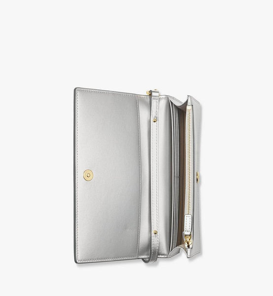 Diamond Chain Wallet in Metallic Mirror Leather image 2