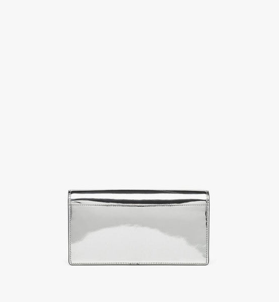 Diamond Chain Wallet in Metallic Mirror Leather image 3