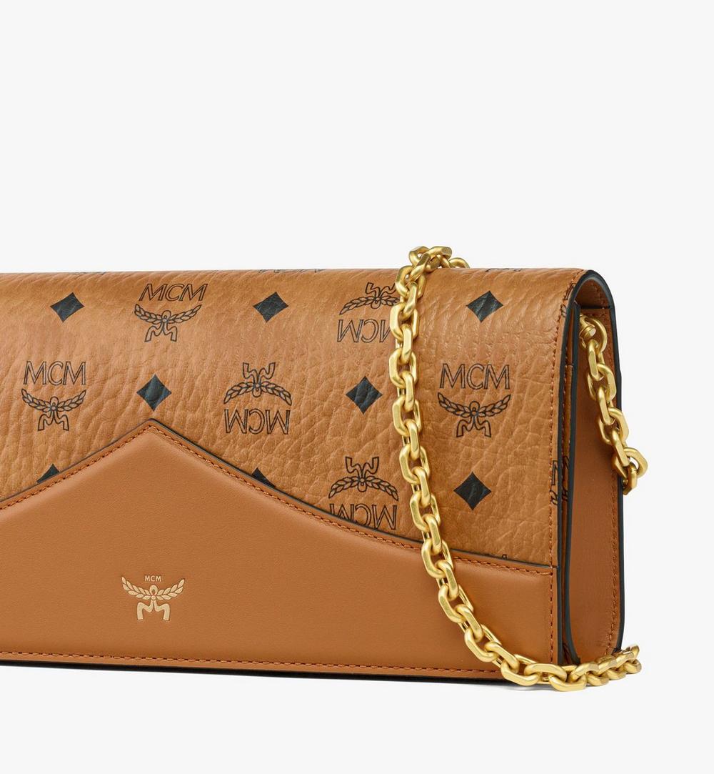 MWCGAAK01CO001-Diamond Clutch in Visetos Leather Mix|Cognac