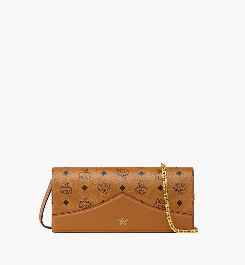 MWCGAAK01CO001-Diamond Clutch in Visetos Leather Mix|Cognac