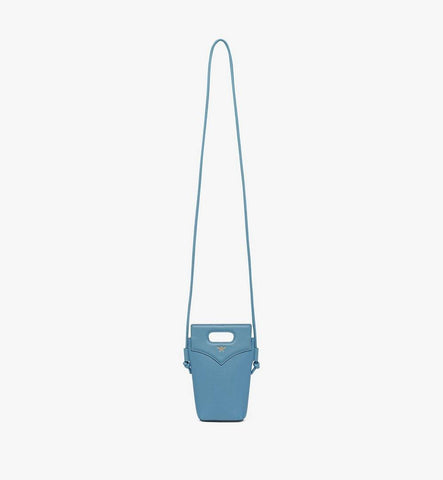 MYZEAAK03E4001-Diamond Crossbody Pouch in Embossed Leather and Calfskin|BLUE HEAVEN