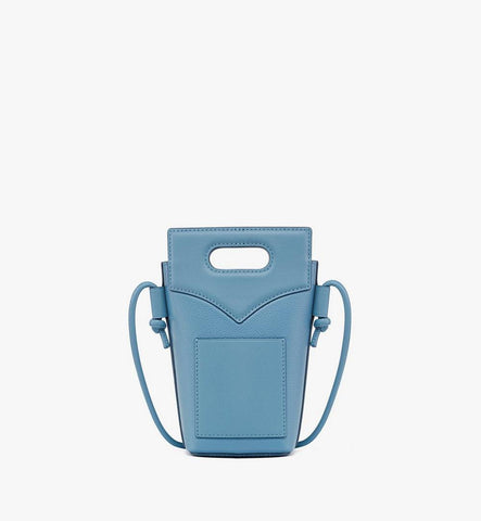 MYZEAAK03E4001-Diamond Crossbody Pouch in Embossed Leather and Calfskin|BLUE HEAVEN