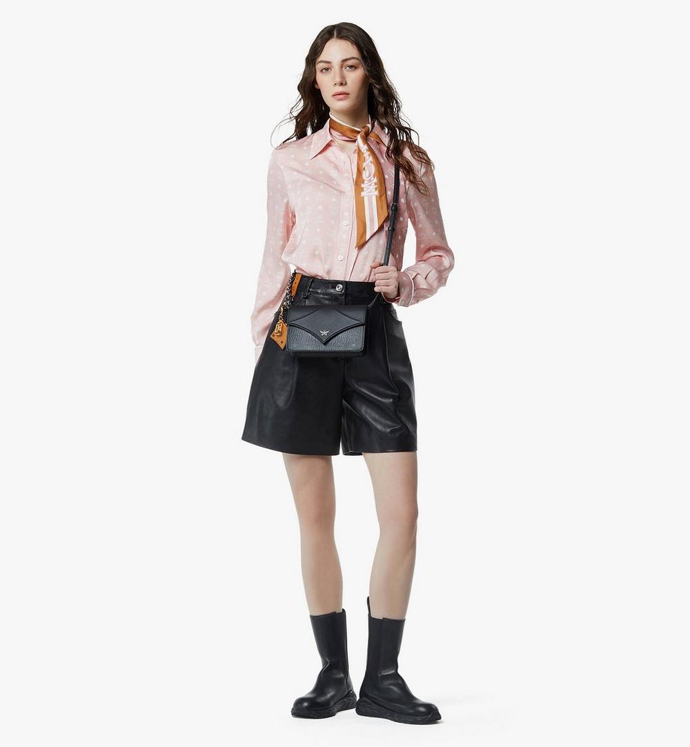 MWRGAAK01BK001-Diamond Shoulder Bag in Visetos Leather Mix|Black
