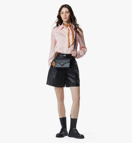 MWRGAAK01BK001-Diamond Shoulder Bag in Visetos Leather Mix|Black