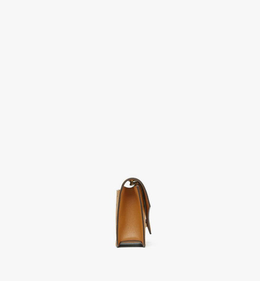 MWRESAK02CO001-Diamond Shoulder Bag in Visetos Leather Mix|COGNAC