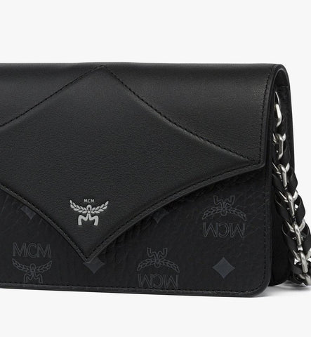 MWRGAAK01BK001-Diamond Shoulder Bag in Visetos Leather Mix|Black