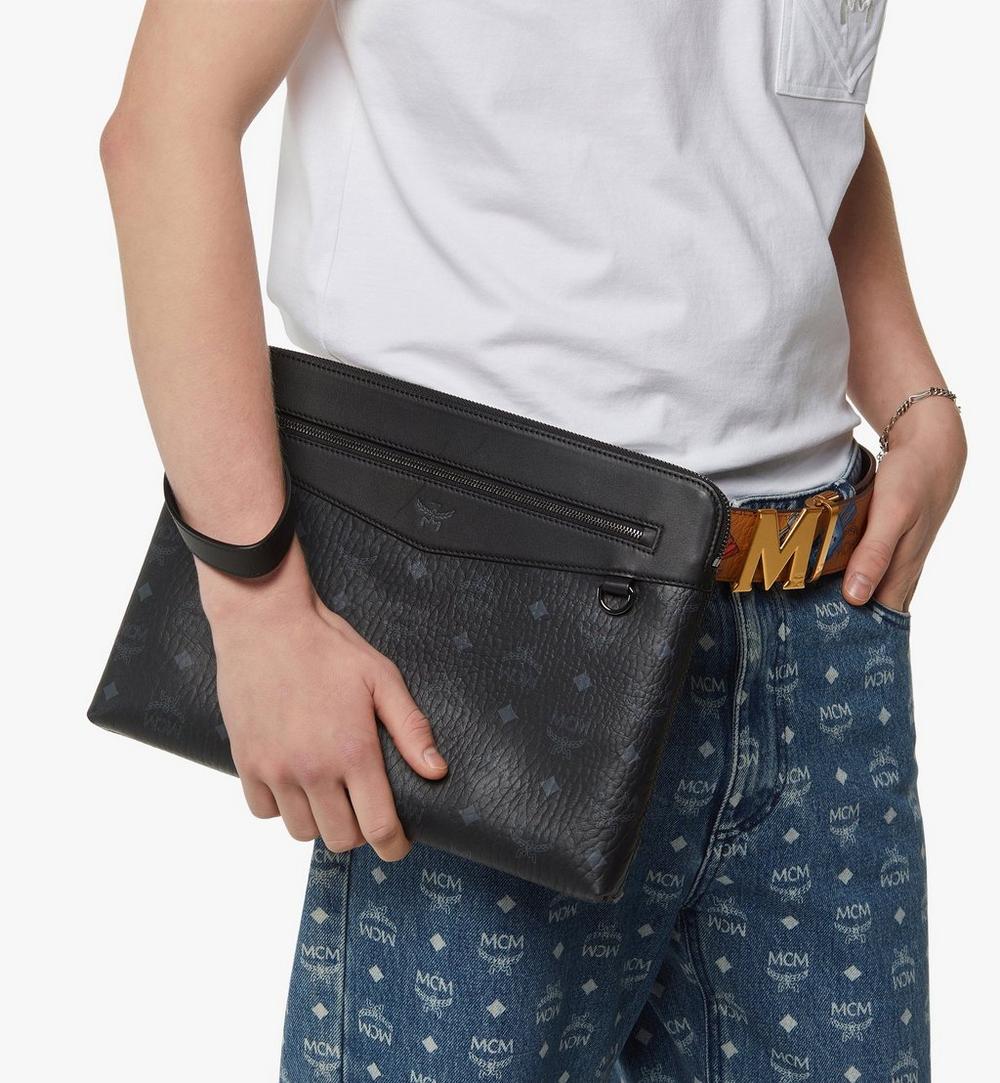 MXZGSAK02BK001-Diamond Wristlet Pouch in Visetos|BLACK