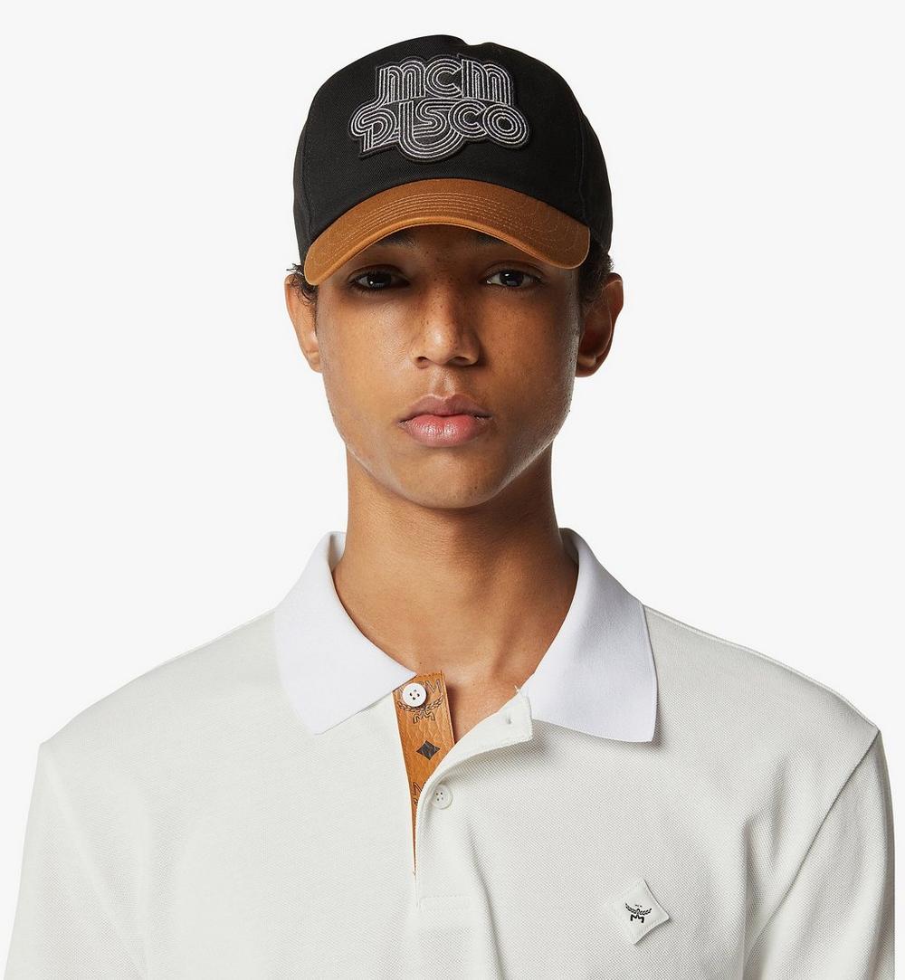 MECGAMM01BK001-Disco Logo Embroidery Cap in Cotton Twill|Black