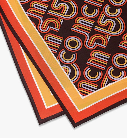 MEFGAMM074B001-Disco Monogram Scarf in Organic Silk|Cinnamon