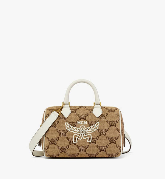 Ella Boston Bag in Lauretos Raffia Jacquard – mcmworldwide.ksa