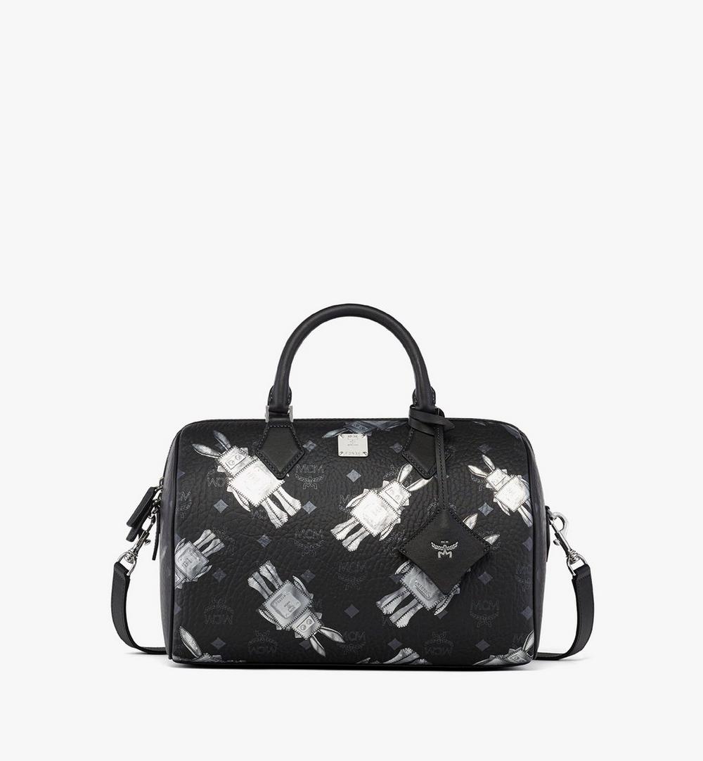 MWBGSEA05BK001-Ella Boston Bag in Rabot Visetos|BLACK