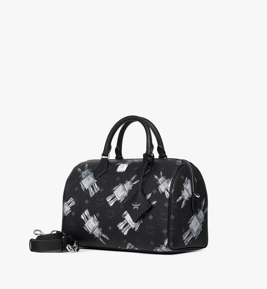 MWBGSEA05BK001-Ella Boston Bag in Rabot Visetos|BLACK