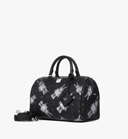 MWBGSEA05BK001-Ella Boston Bag in Rabot Visetos|BLACK