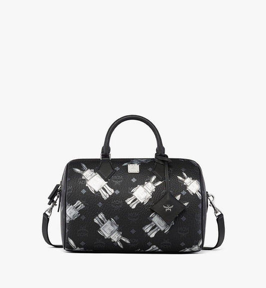 MWBGSEA05BK001-Ella Boston Bag in Rabot Visetos|BLACK