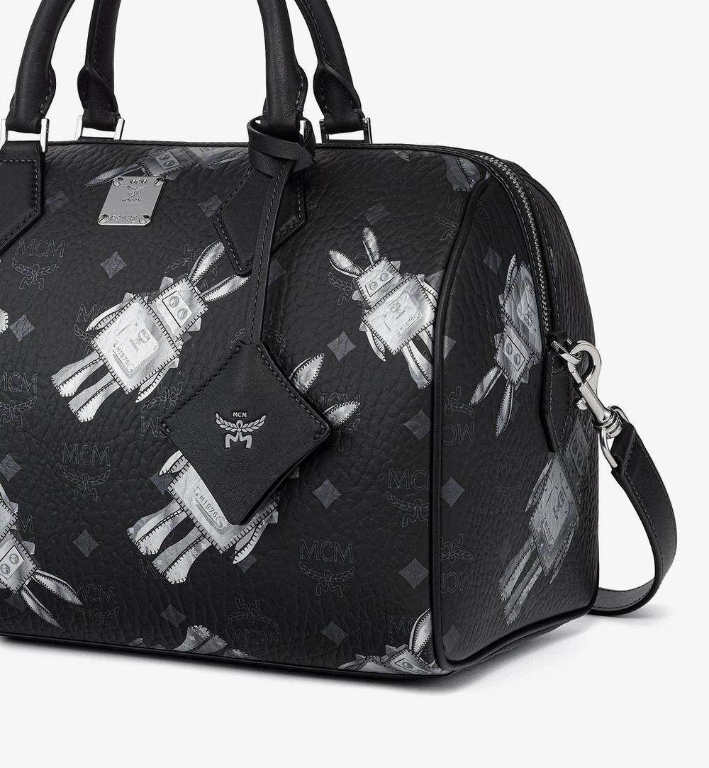 MWBGSEA05BK001-Ella Boston Bag in Rabot Visetos|BLACK