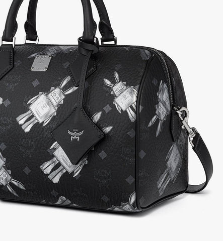 MWBGSEA05BK001-Ella Boston Bag in Rabot Visetos|BLACK