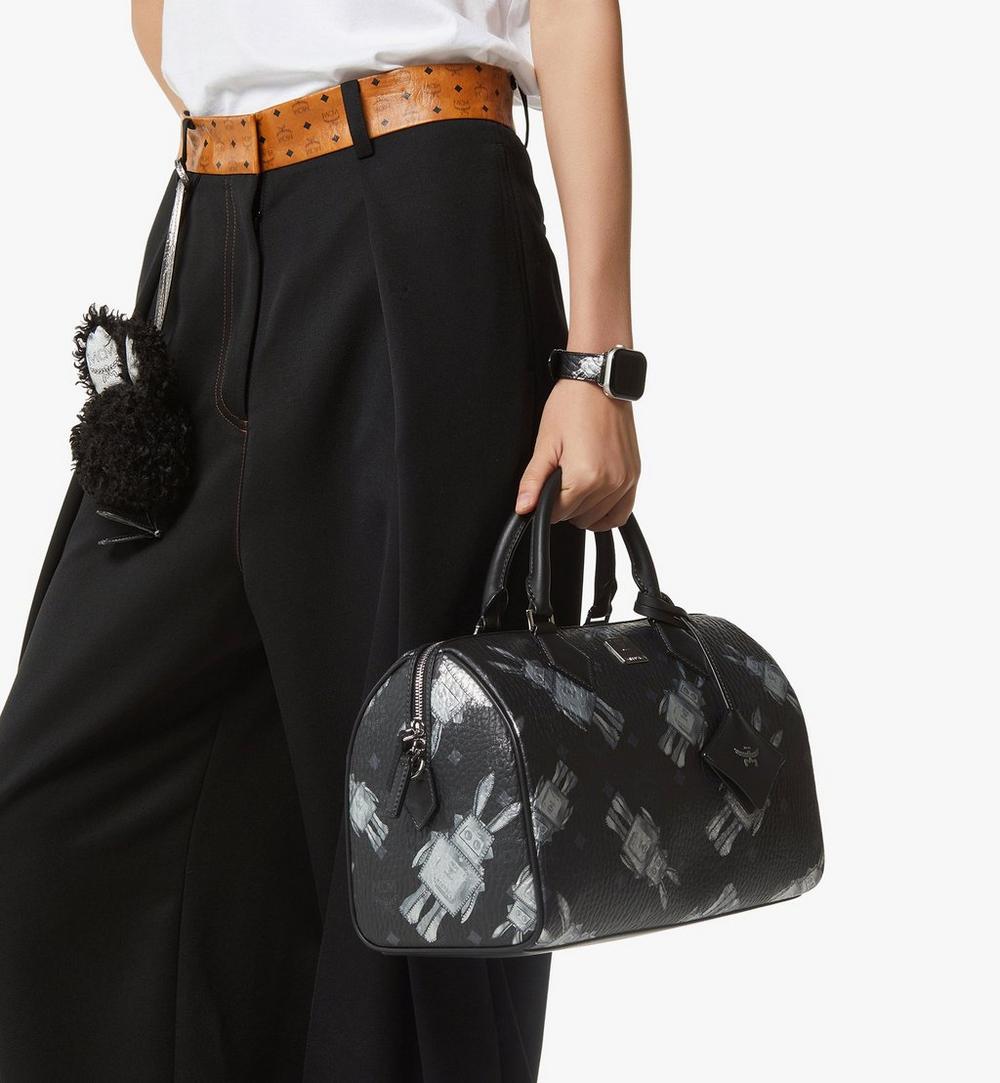 MWBGSEA05BK001-Ella Boston Bag in Rabot Visetos|BLACK